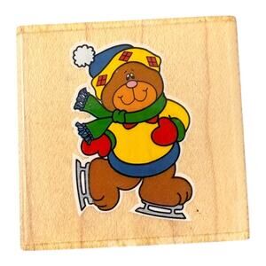 Carson Dellosa Ice Skating Bear Rubber Stamp